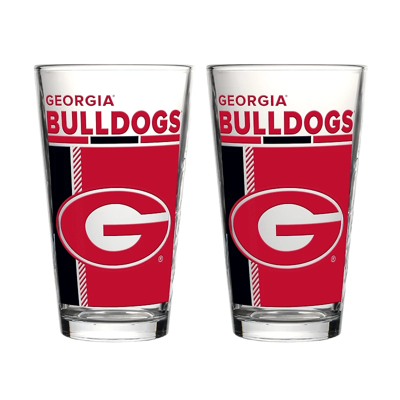 Logo Brands Georgia Bulldogs Two-Piece 16oz. Pint Glass Set