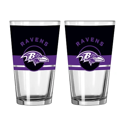 Logo Brands Baltimore Ravens Two-Piece 16oz. Horizon Pint Glass Set