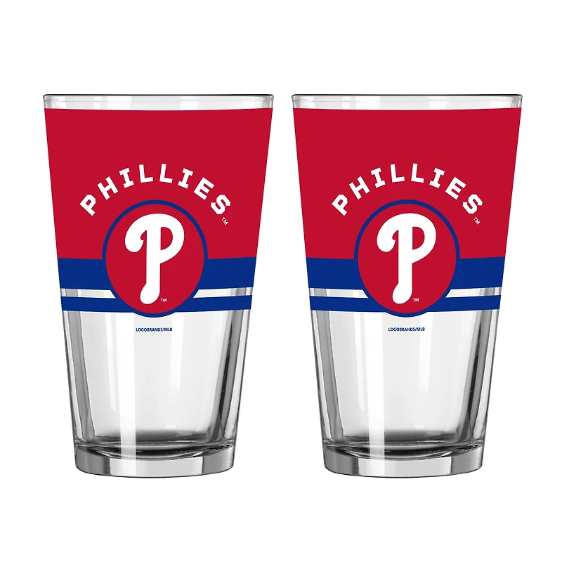 Logo Brands Philadelphia Phillies Two-Piece 16oz. Horizon Pint Glass Set