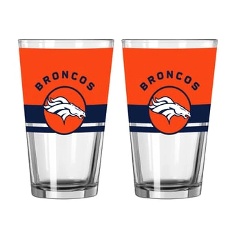 Logo Brands Denver Broncos Two-Piece 16oz. Horizon Pint Glass Set