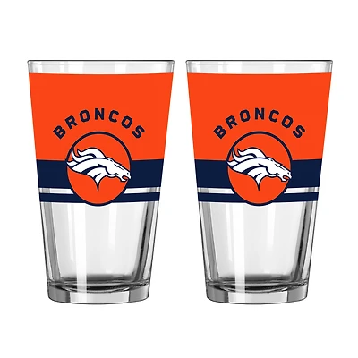 Logo Brands Denver Broncos Two-Piece 16oz. Horizon Pint Glass Set