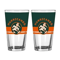 Logo Brands Miami Hurricanes Two-Piece 16oz. Horizon Pint Glass Set