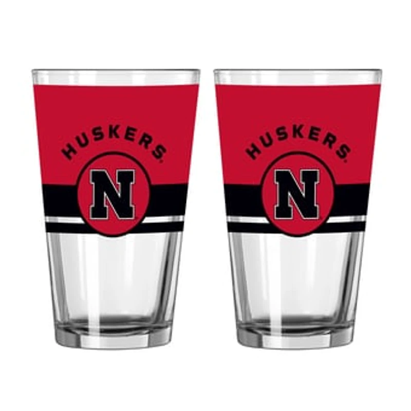 Logo Brands Nebraska Huskers Two-Piece 16oz. Horizon Pint Glass Set