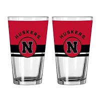 Logo Brands Nebraska Huskers Two-Piece 16oz. Horizon Pint Glass Set