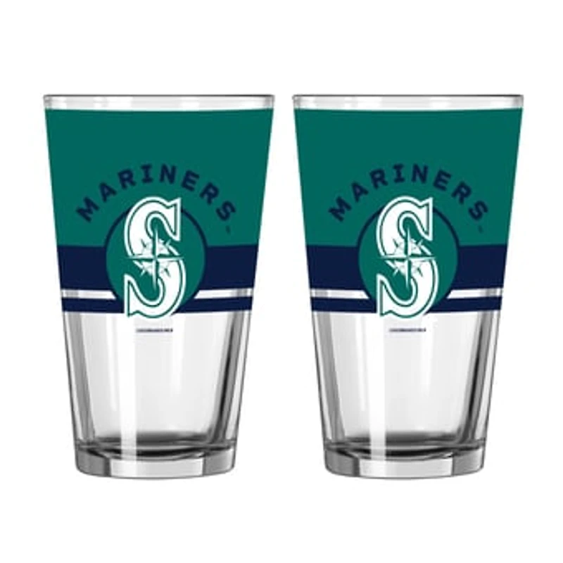 Logo Brands Seattle Mariners Two-Piece 16oz. Horizon Pint Glass Set