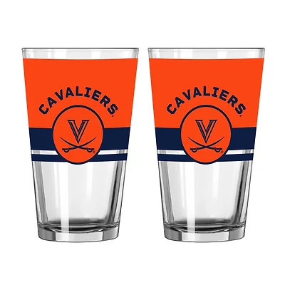 Logo Brands Virginia Cavaliers Two-Piece 16oz. Horizon Pint Glass Set