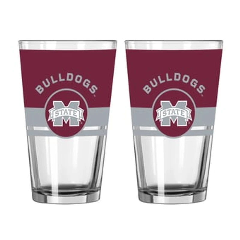 Logo Brands Mississippi State Bulldogs Two-Piece 16oz. Horizon Pint Glass Set