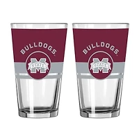 Logo Brands Mississippi State Bulldogs Two-Piece 16oz. Horizon Pint Glass Set