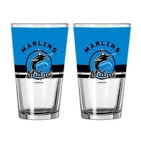 Logo Brands Miami Marlins Two-Piece 16oz. Horizon Pint Glass Set