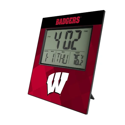 Keyscaper Wisconsin Badgers Color Block Digital Desk Clock
