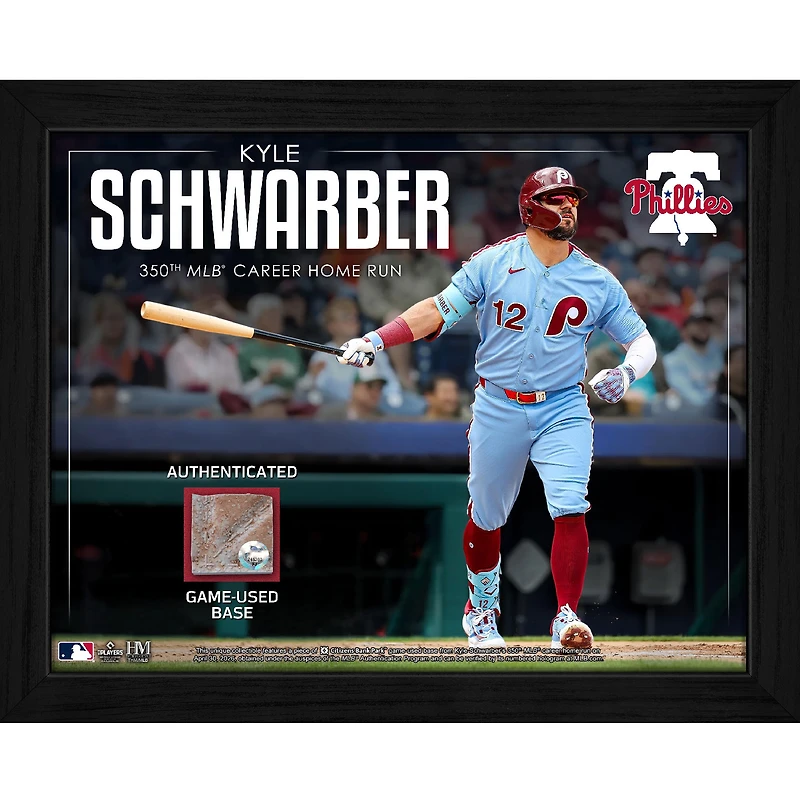 Kyle Schwarber Philadelphia Phillies Framed 9" x 11" 350th Career Homerun Photograph with a Piece of Game-Used Base