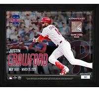 Justin Crawford Philadelphia Phillies Framed 9" x 11" MLB Debut Photograph with a Piece of Game-Used Base - Limited Edition of 500