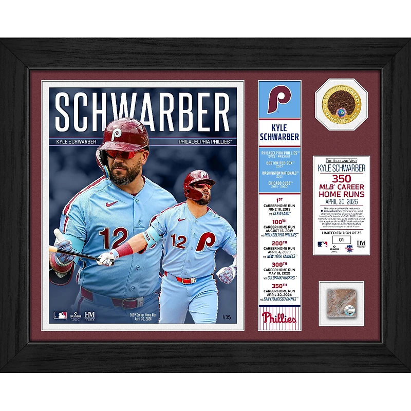 Kyle Schwarber Philadelphia Phillies Framed 11" x 14" 350th HR Historical Collage - Limited Edition of 35