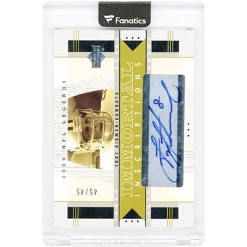 Troy Aikman Dallas Cowboys Autographed 2004 Upper Deck Legends Immortal Inscriptions #II-TA #45/45 Card