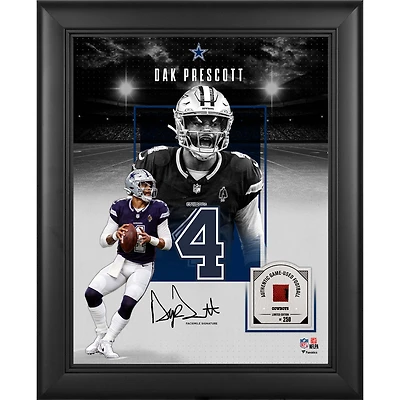 Dak Prescott Dallas Cowboys Facsimile Signature Framed 11" x 14" Showcase Collage with a Piece of Game-Used Football - Limited Edition of 250