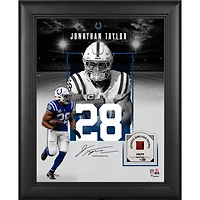 Jonathan Taylor Indianapolis Colts Facsimile Signature Framed 11" x 14" Showcase Collage with a Piece of Game-Used Football - Limited Edition of 250