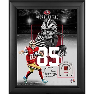 George Kittle San Francisco 49ers Facsimile Signature Framed 11" x 14" Showcase Collage with a Piece of Game-Used Football - Limited Edition of 250