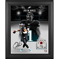 Jalen Hurts Philadelphia Eagles Facsimile Signature Framed 11" x 14" Showcase Collage with a Piece of Game-Used Football - Limited Edition of 250