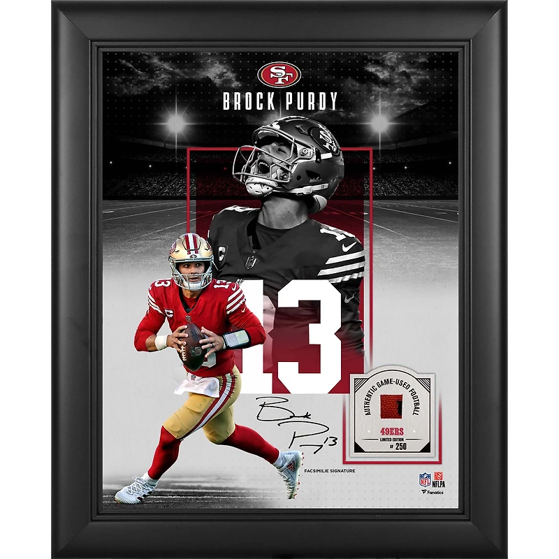 Brock Purdy San Francisco 49ers Facsimile Signature Framed 11" x 14" Showcase Collage with a Piece of Game-Used Football - Limited Edition of 250