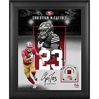 Christian McCaffrey San Francisco 49ers Facsimile Signature Framed 11" x 14" Showcase Collage with a Piece of Game-Used Football - Limited Edition of 250