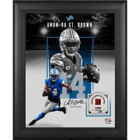 Amon-Ra St. Brown Detroit Lions Facsimile Signature Framed 11" x 14" Showcase Collage with a Piece of Game-Used Football - Limited Edition of 250