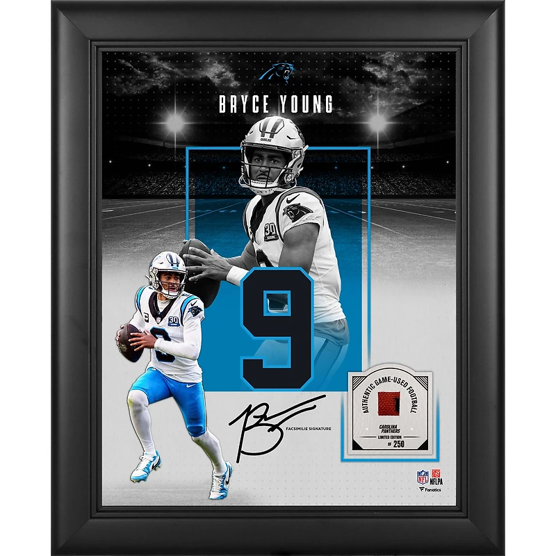 Bryce Young Carolina Panthers Facsimile Signature Framed 11" x 14" Showcase Collage with a Piece of Game-Used Football - Limited Edition of 250