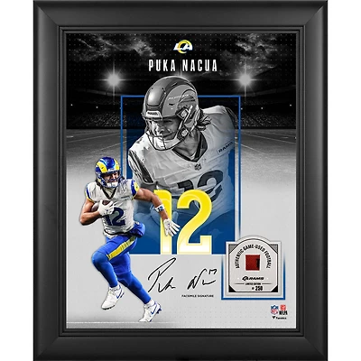 Puka Nacua Los Angeles Rams Facsimile Signature Framed 11" x 14" Showcase Collage with a Piece of Game-Used Football - Limited Edition of 250
