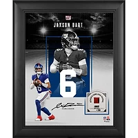 Jaxson Dart New York Giants Facsimile Signature Framed 11" x 14" Showcase Collage with a Piece of Game-Used Football - Limited Edition of 250