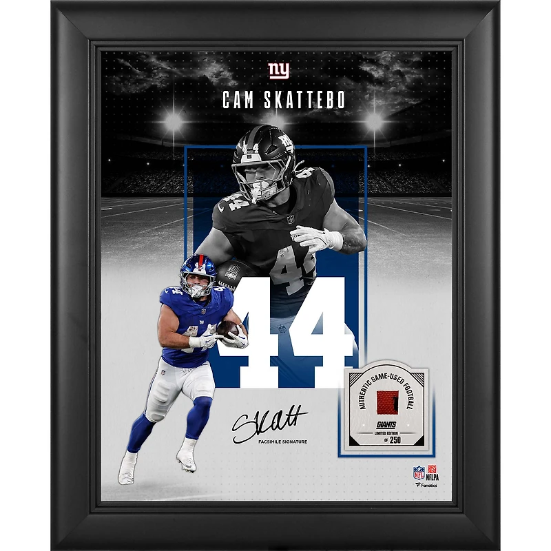 Cam Skattebo New York Giants Facsimile Signature Framed 11" x 14" Showcase Collage with a Piece of Game-Used Football - Limited Edition of 250