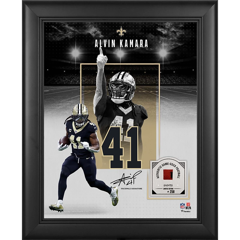 Alvin Kamara New Orleans Saints Facsimile Signature Framed 11" x 14" Showcase Collage with a Piece of Game-Used Football - Limited Edition of 250