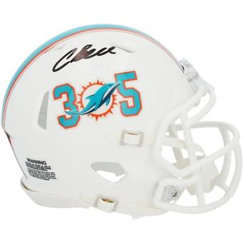 Chris Bell Miami Dolphins Autographed Riddell 305 Speed Mini Helmet