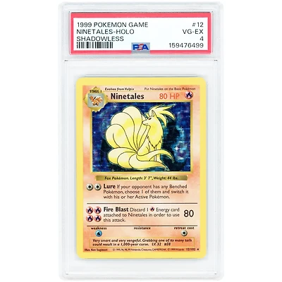 Ninetales 1999 Pokemon Base Set Shadowless Holo Rare #12 PSA Authenticated 4 Card
