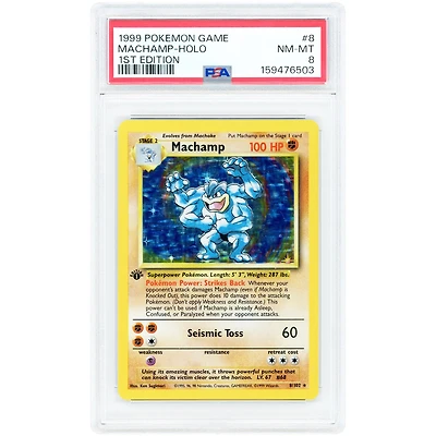 Machamp 1999 Pokemon Base Set 1st Edition Holo Rare #8 PSA Authenticated 8 Card