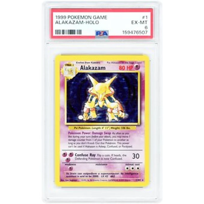 Alakazam 1999 Pokemon Base Set Holo Rare #1 PSA Authenticated 6 Card