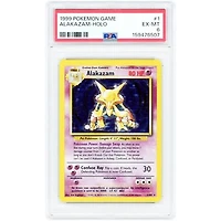 Alakazam 1999 Pokemon Base Set Holo Rare #1 PSA Authenticated 6 Card