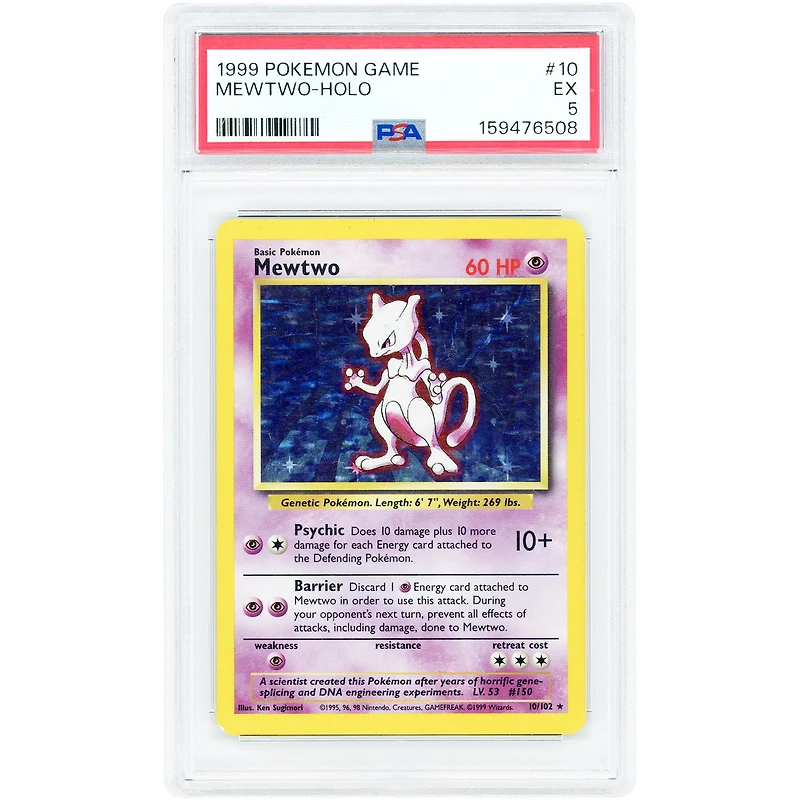 Mewtwo 1999 Pokemon Base Set Holo Rare #10 PSA Authenticated Card