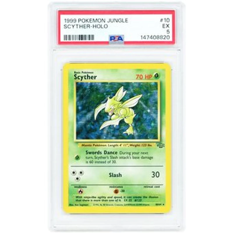 Scyther 1999 Pokemon Jungle Holo Rare #10 PSA Authenticated 5 Card