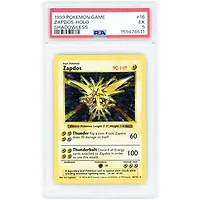 Zapdos 1999 Pokemon Base Set Shadowless Holo Rare #16 PSA Authenticated 5 Card