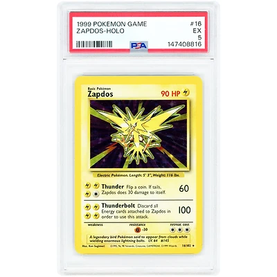 Zapdos 1999 Pokemon Base Set Holo Rare #16 PSA Authenticated Card