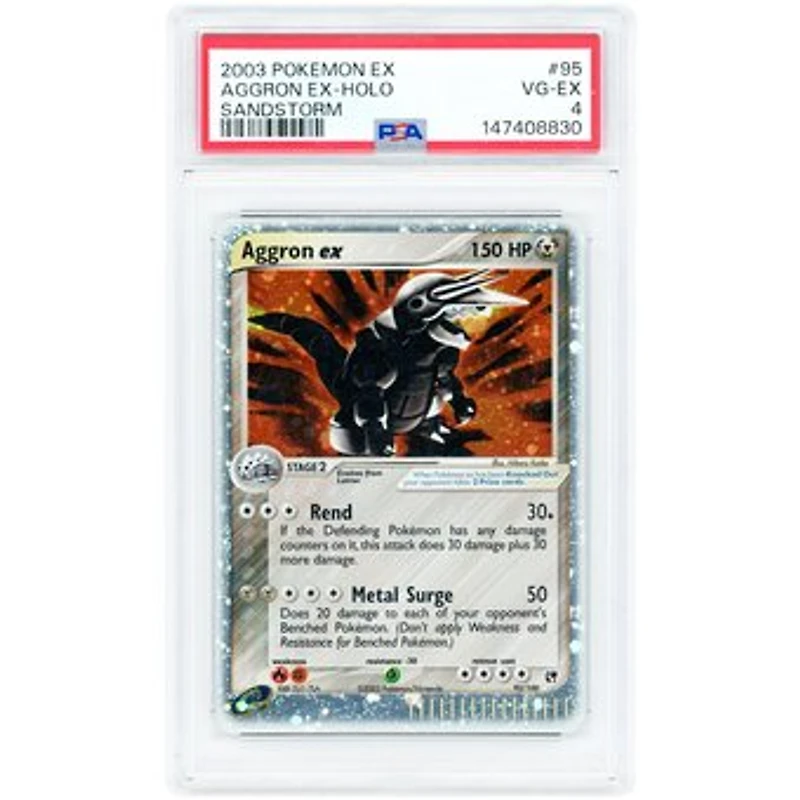 Aggron EX 2003 Pokemon EX Sandstorm Holo Rare #95 PSA Authenticated 4 Card