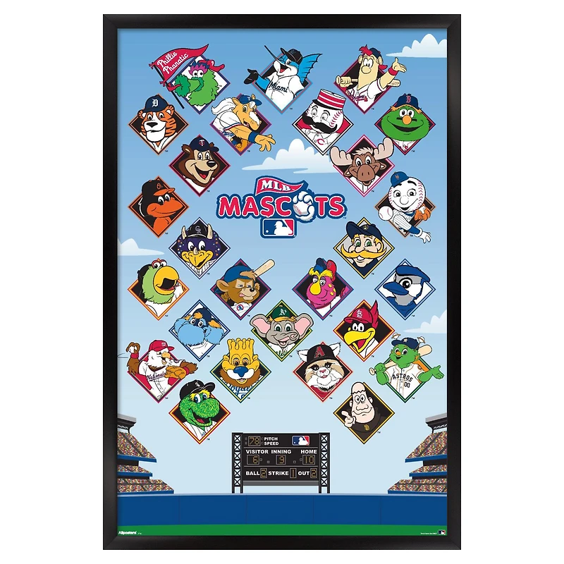 MLB 23" x 34" Framed Mascots Poster