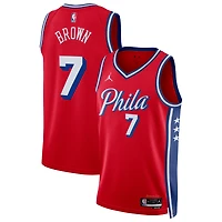 Unisex Jordan Brand Jaylen Brown Red Philadelphia 76ers Swingman Jersey - Statement Edition