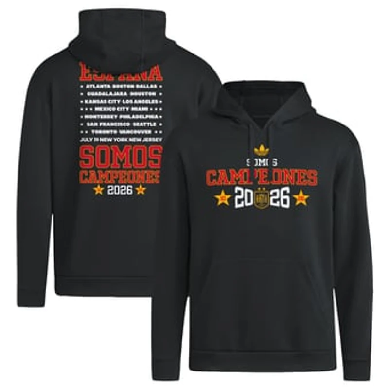 Men's adidas Black Spain National Team 2026 FIFA World Cup Champions Somos Campeones Hoodie