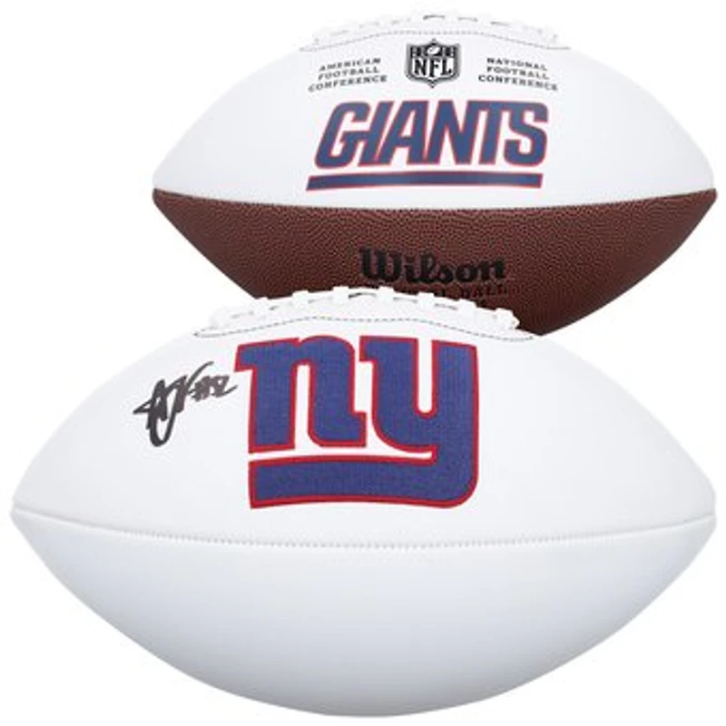 Arvell Reese New York Giants Autographed Wilson White Panel Football
