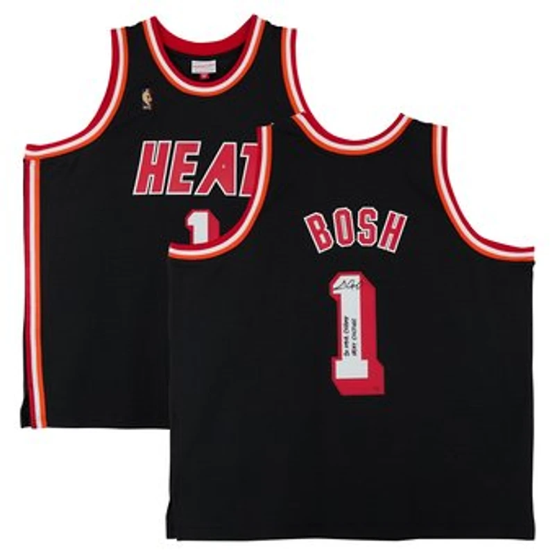 Chris Bosh Miami Heat Autographed Black Mitchell & Ness 2013 Authentic Jersey with "2X NBA Champ, Heat Culture!" Inscription