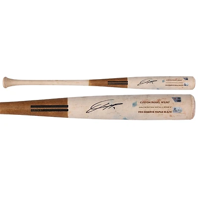 Jackson Holliday Baltimore Orioles Autographed Game-Used Tan Warstic Bat from the 2025 MLB Season - NF70442541