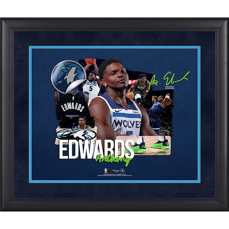 Anthony Edwards Minnesota Timberwolves Facsimile Signature Framed 16" x 20" Scrapbook Collage