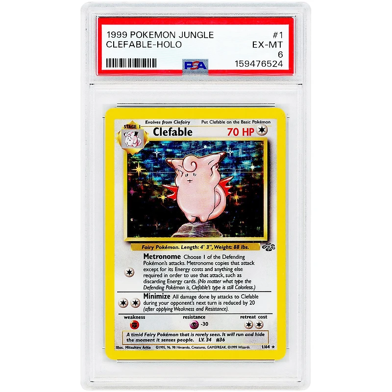 Clefable 1999 Pokemon Jungle Holo Rare #1 PSA Authenticated 6 Card