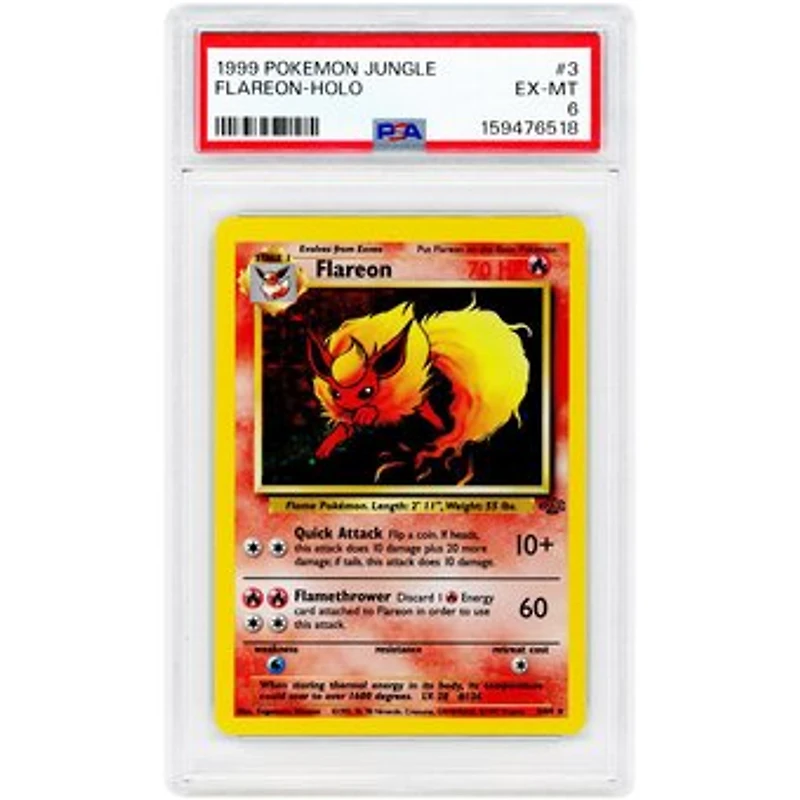 Flareon 1999 Pokemon Jungle Holo Rare #3 PSA Authenticated 6 Card