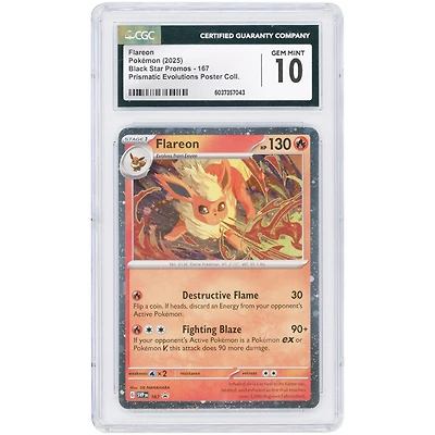 Flareon 2025 Pokemon Prismatic Evolution Pre Poster Collection Cosmos Holo Promo #167 CGC Authenticated 10 Card